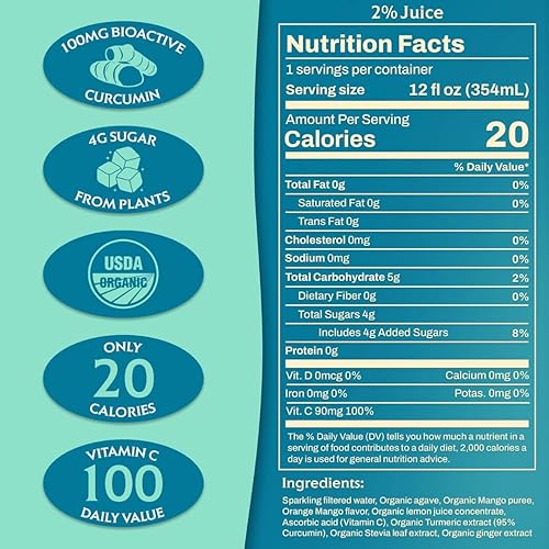 Miniatura 21 de Golden Tiger Limonada de cúrcuma espumosa orgánica, té verde, alivio de la inflamación, apoyo de la inmunidad y bebida de recuperación diaria