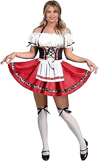 Oktoberfest Outfits Women Costume, German Bavarian Dirndl Dress for Halloween Cosplay Beer Carnival