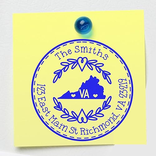 Miniatura 234 de Round State Love - Sello de dirección de devolución para Texas, uso con almohadilla de sello, mango de madera, sello de dirección de Texas