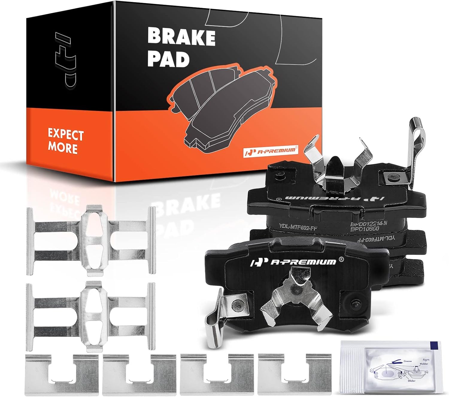 A-Premium Rear Ceramic Brake Pads Set Compatible with Acura and Honda Models - CR-V 2005-2016, Crosstour 2012-2015, Accord Crosstour 2010-2011, RDX 2010-2018, with Hardware, 4-Pack