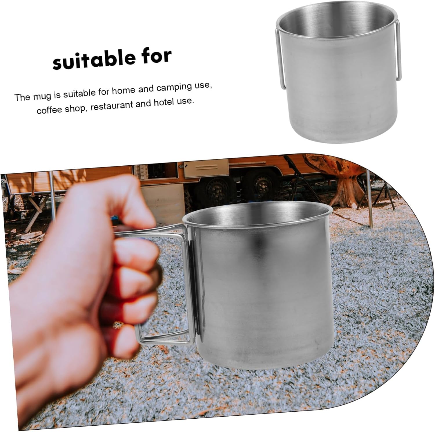 KICHOUSE Camping Mug Stainless Steel Outdoor Drinking Cup Handle for Beer Coffee Juice Lightweight and Portable Mug for Camping and Picnics