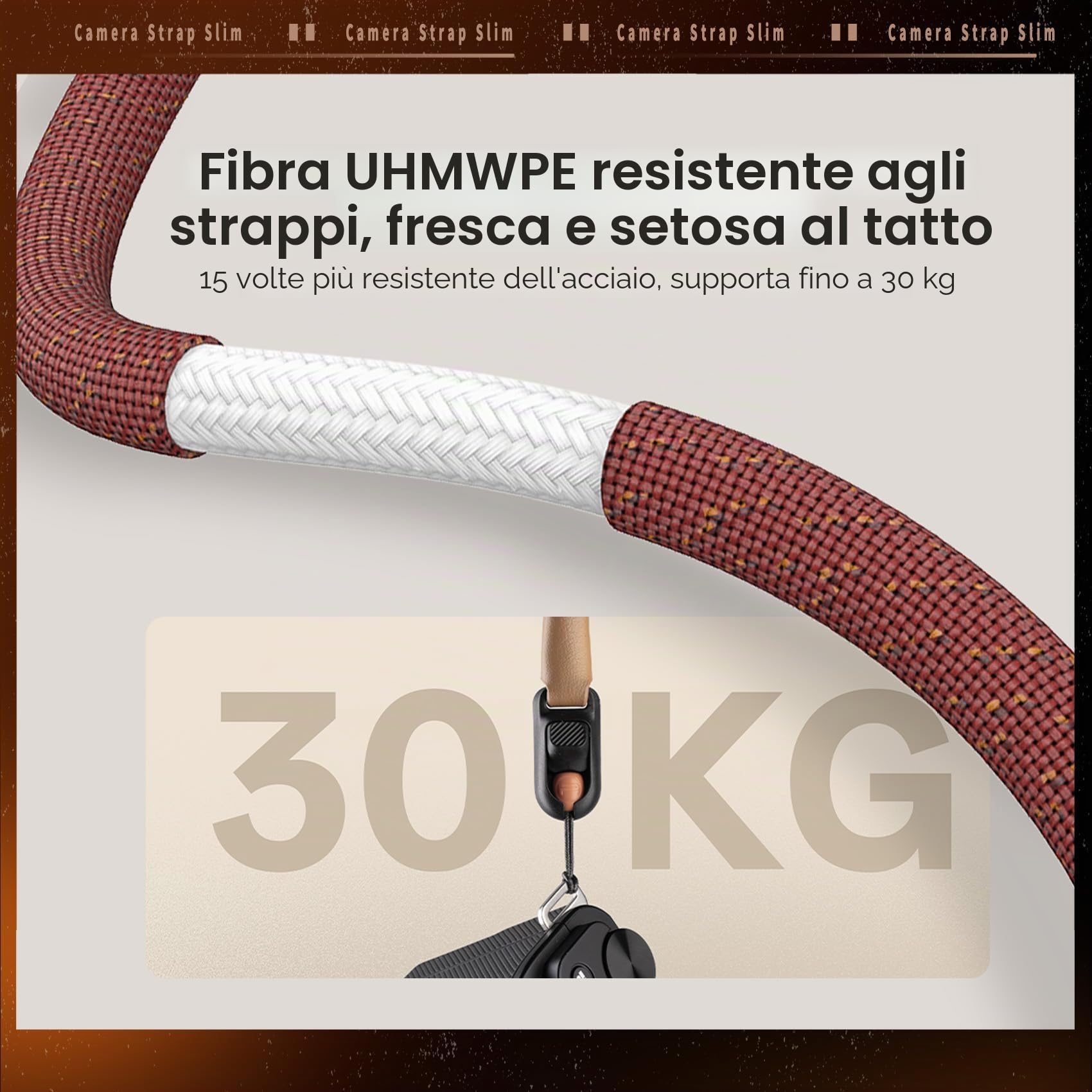 PGYTECH Cinturino per Fotocamera Slim Regolabile in Pelle con Sgancio Rapido 820-1360mm Leggero Retro per Fotocamere Mirrorless/Compatte/Instax/Digitali, Stile Vintage