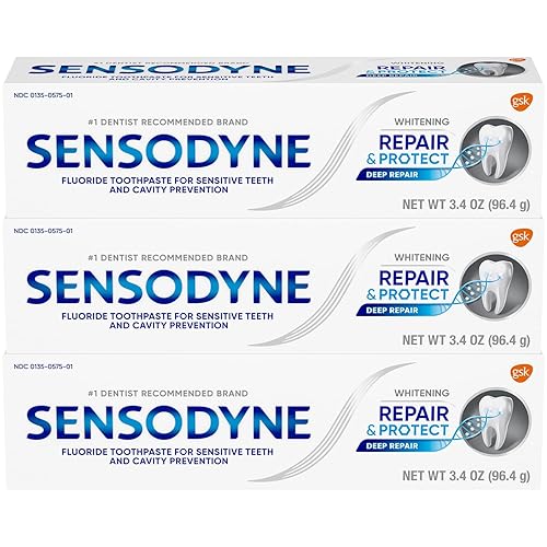 Vista 33 de Sensodyne Pasta dental blanqueadora Repair and Protect, pasta de dientes para dientes sensibles y prevención de caries, 3.4 onzas (paquete de 2)
