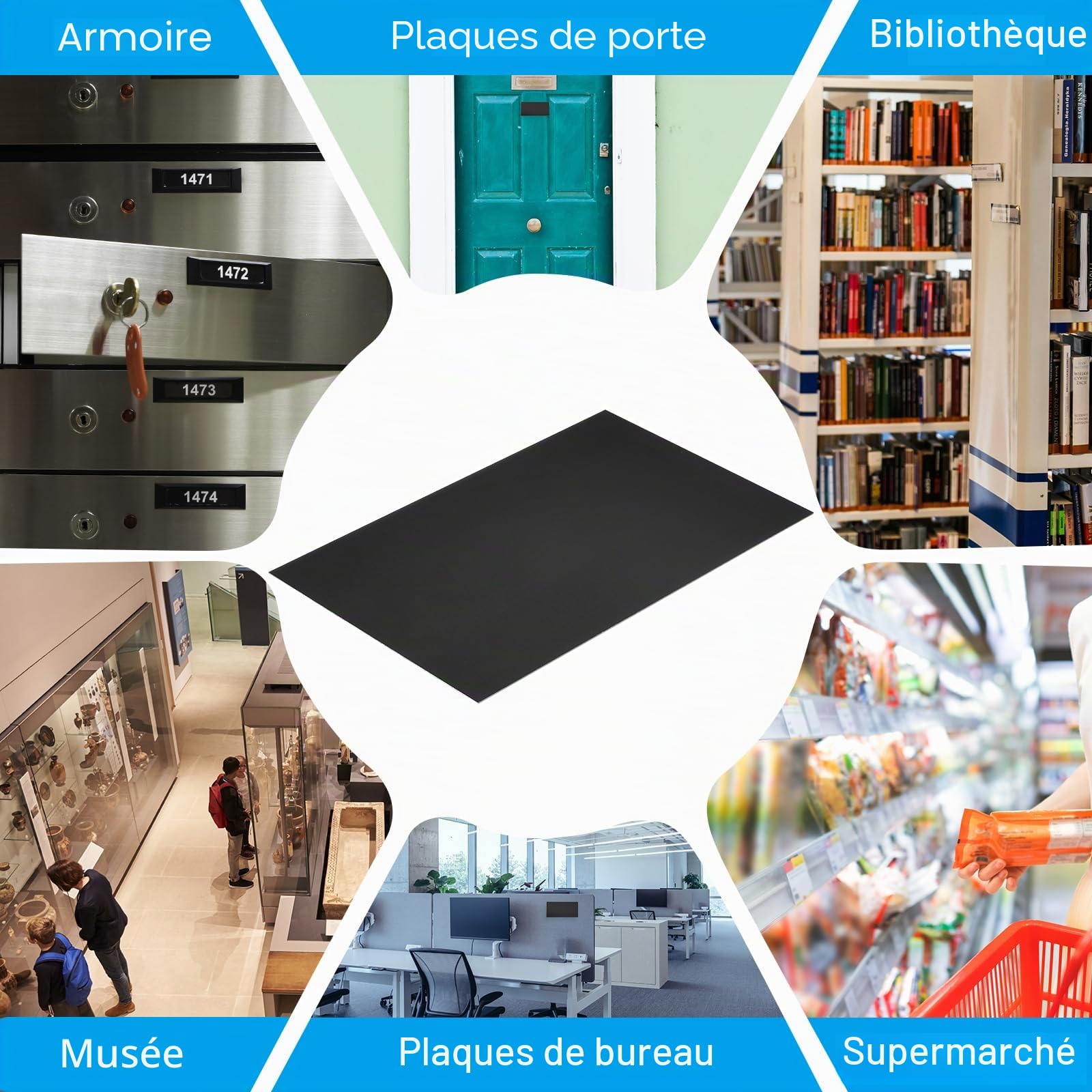 PATIKIL Feuille de métal en aluminium anodisé de 6x10 pouces, 5 pièces de plaques laser vierges de 0,8MM de rectangle mince pour la gravure laser artisanale DIY, en noir