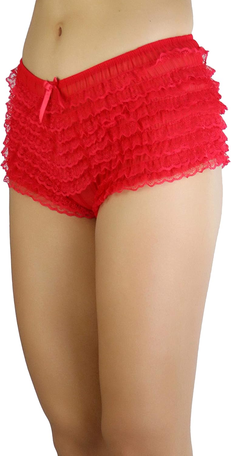ToBeInStyle Women's Micromesh Lace Ruffle Tanga Shorts - Image 5