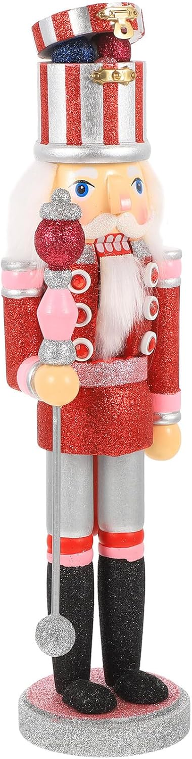 Mikikit Christmas Nutcracker Figurine Red Wooden Soldier Desktop Nutcracker Decor Xmas Holiday Festival Ornament for Home Seasonal Decoration