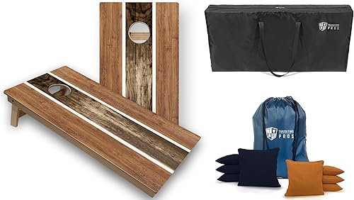 Tailgating Pros Cornhole juego de cornhole de madera de 4 x 2 pies con estuche de transporte y juego de 8 bolsas de frijoles de maíz con bolsa