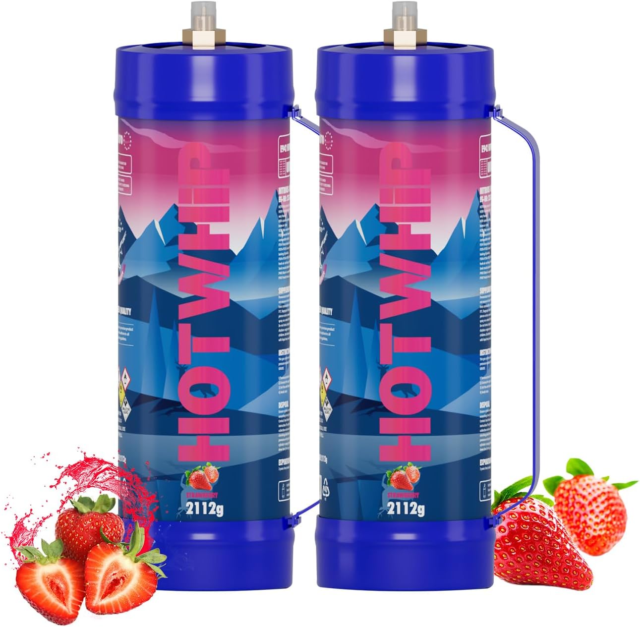 Whipped Cream Charger 2x3.3L 2112G Premium Whip Cream Dispenser 99.99% Purity(2 Cylinders 3.3L Strawberry)