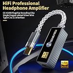Daakro Amplificateur d'écouteur - USB C à 3.5mm HiFi Adaptateur audio 32bit/768KHz,Plug et Play Hi-res Audio Amp, Portable DAC & Amplificateur casque compatible avec Android/iOS/Windows/Mac System