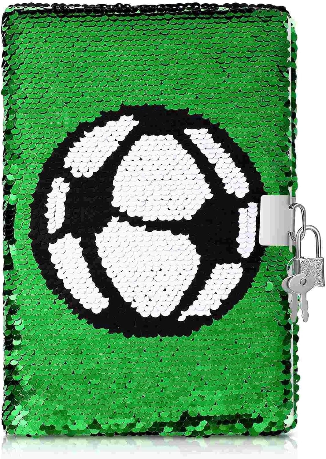 Compatible for Reversible Sequin Football Lock Notebook Journal Kids Women Office School