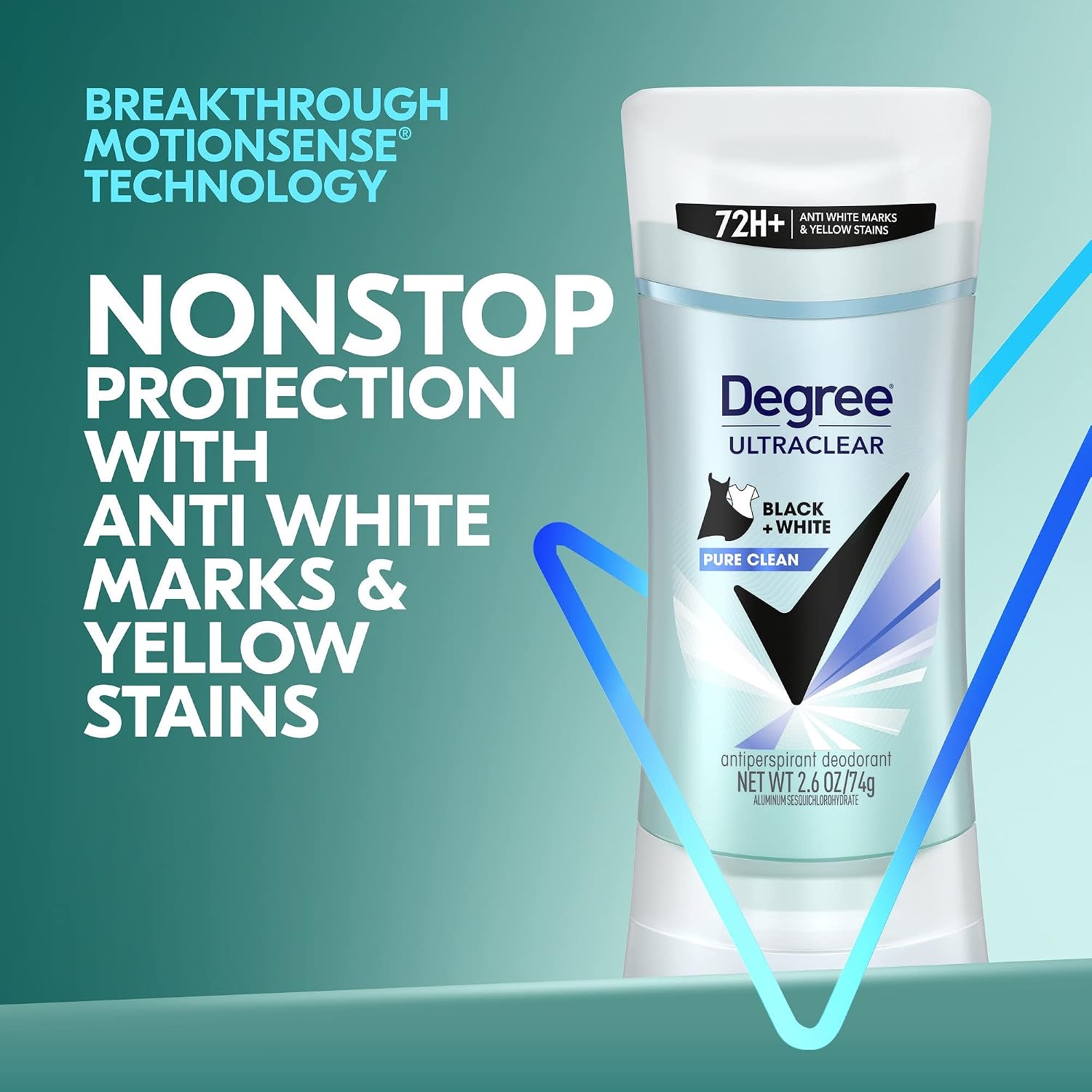 Degree UltraClear Black+White Pure Clean Antiperspirant Deodorant Stick, 2.6 oz (Pack of 2)