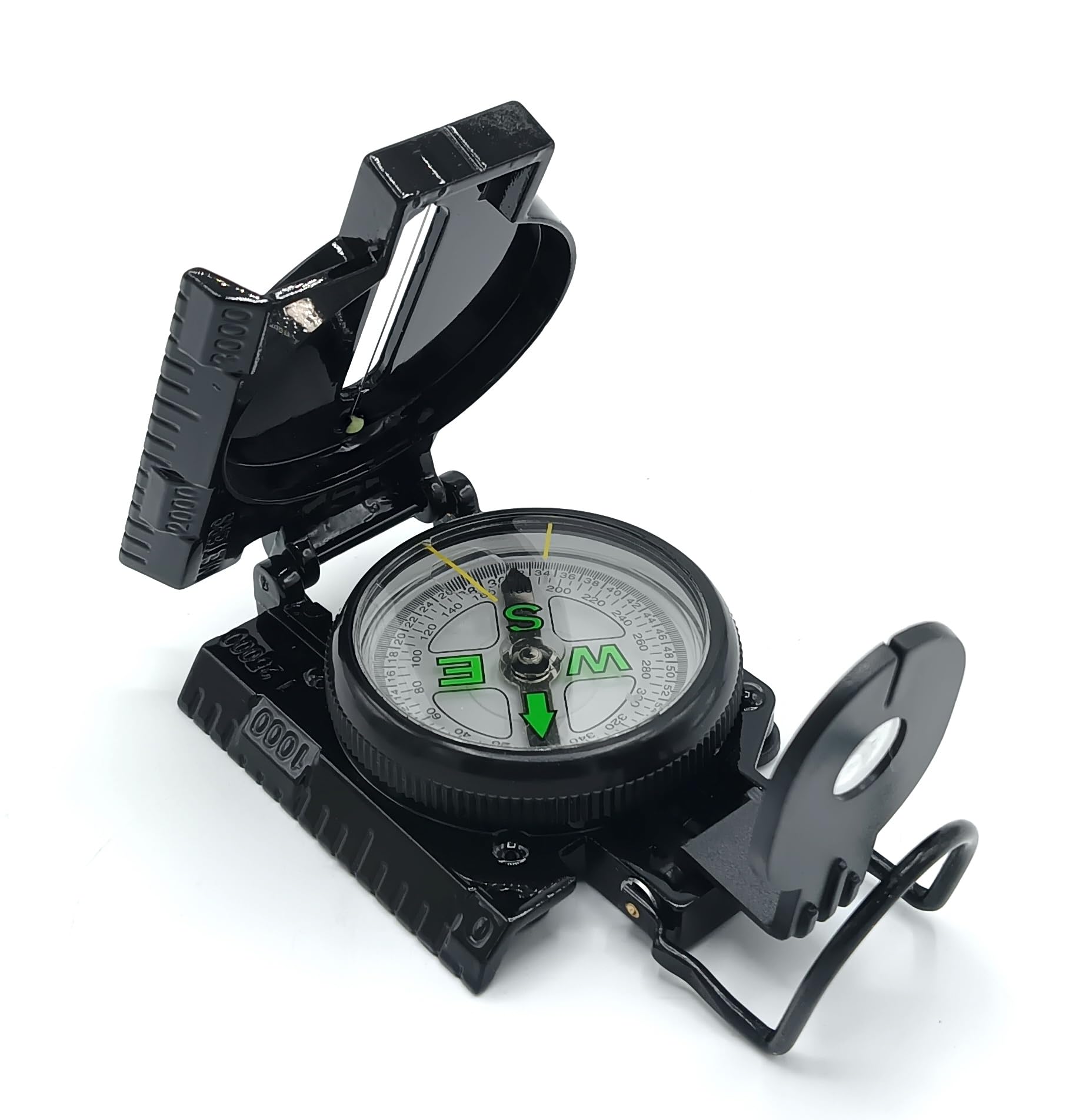 GOLD LEAF Multifunctional Military Phosphorescent Lensatic Compass, Waterproof Hand Held Compasses with Pouch for Hiking Camping Navigation Survival,Perfect for Outdoor Activities(Black)-picture-23