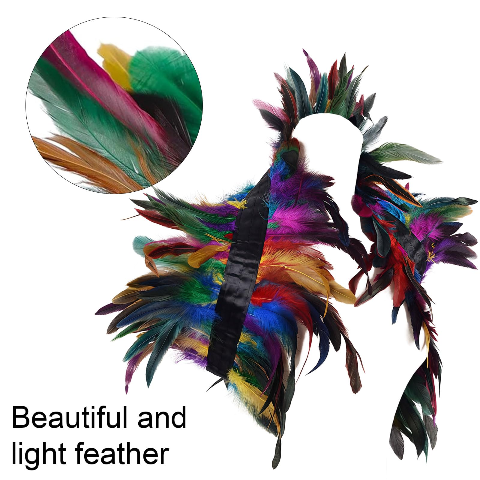 AWAVM Women Natural Feather Cape,Gothic Lacing Shawl Shrug Collar Feather Cloak,Gothic Lacing Shawl Shrug Collar Cape for Halloween Cosplay Christmas Party - Image 3