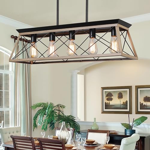 Farmhouse Chandeliers for Dining Room, Rustic Kitchen Island Light Fixture,