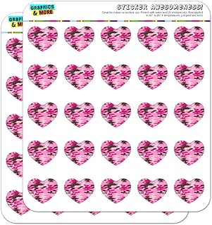 Pink Camouflage Heart Shaped Planner Calendar Scrapbook Craft Stickers