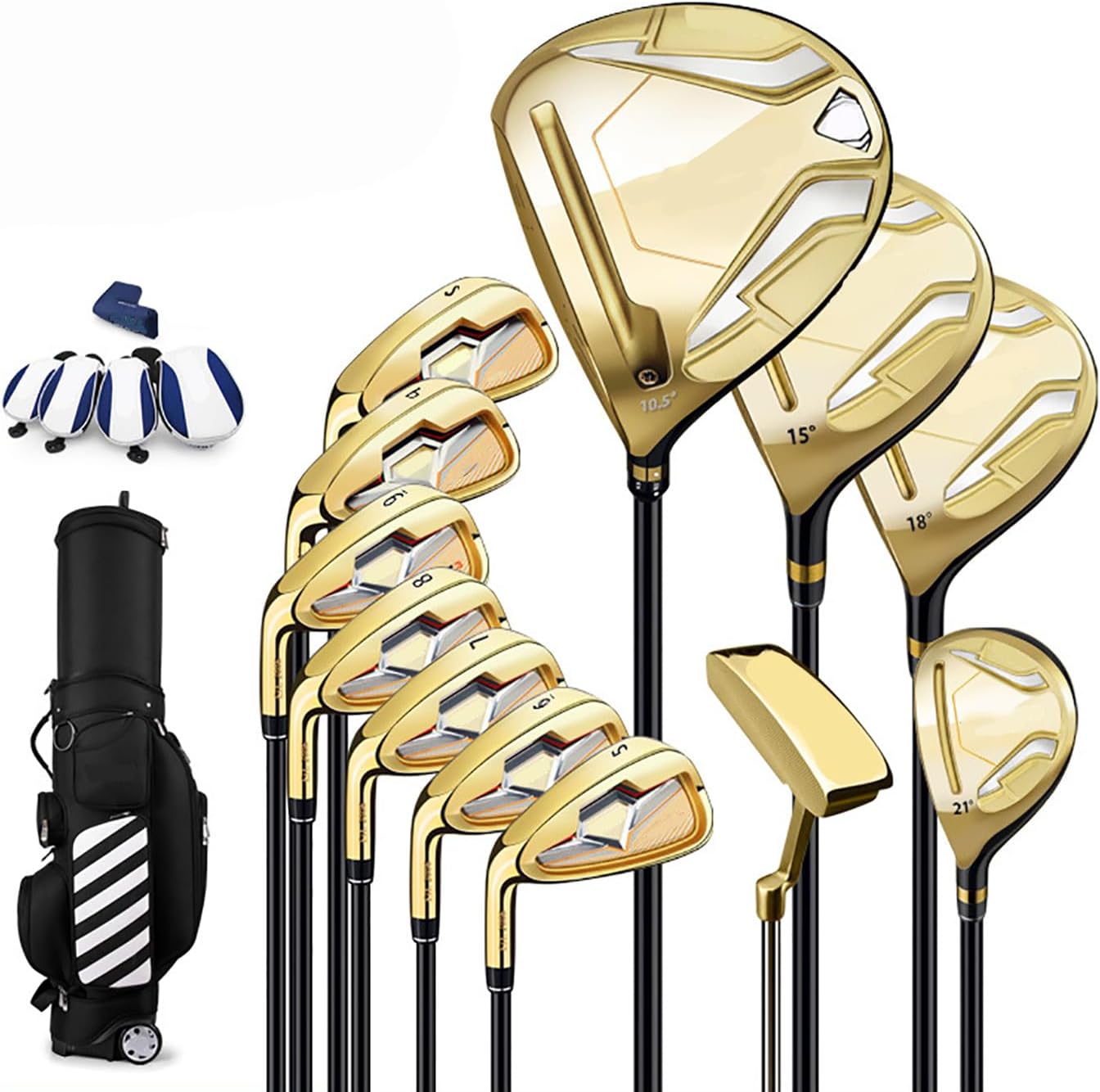 Golf Package Set, 12 Piece Left Handed Complete Golf Club, with Stand Bag, Carbon Shaft, Golf Club Sets for Men