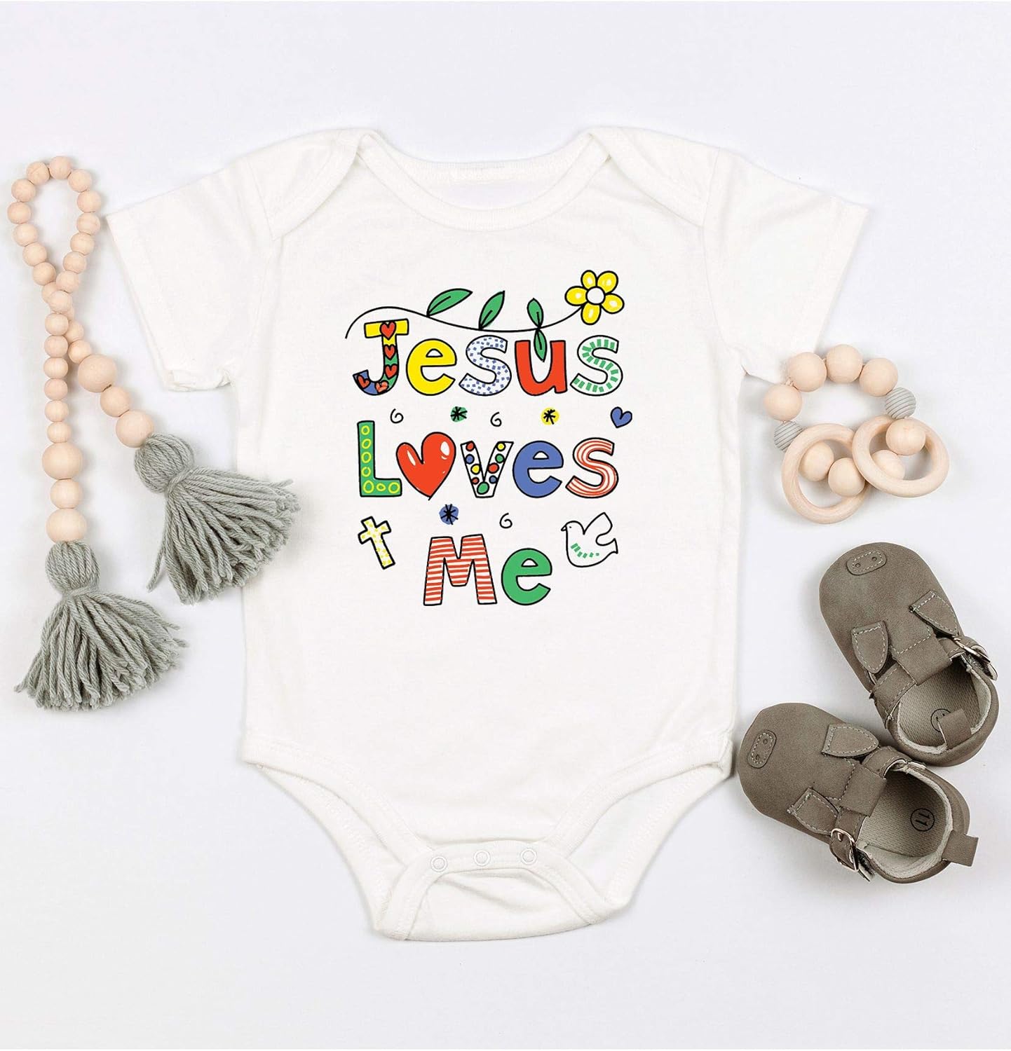 Miniatura 4 de TripleBDesigns Jesus Loves Me Christian Bautism Religious - Body para bebé recién nacido