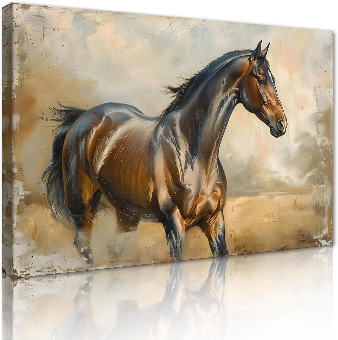 Colorful Cow Picture Wall Art Abstract Animal Oil Painting Highland Cattle Canvas Prints Modern Bathroom Wall Decor Western Country Artwork for Living Room Home Office Kitchen, Framed 28 x 44 in