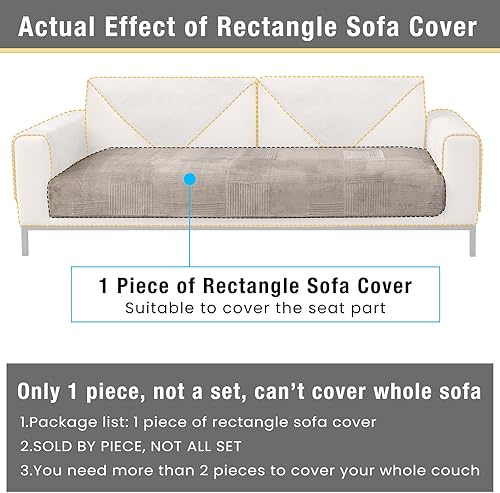 Miniatura 3 de TEWENE, Funda de sofá modular de terciopelo antideslizante en forma de L, funda de sofá seccional para perros, funda de sofá de 3 cojines para sofá