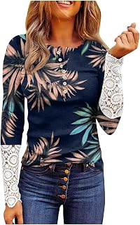 KEXIMIXUE Oversized T Shirts for Women Hawaiian Holiday Bicycle Shirt Cool Plus Size Long Sleeve Comf Breasted Pattern Crew Neck Pullover