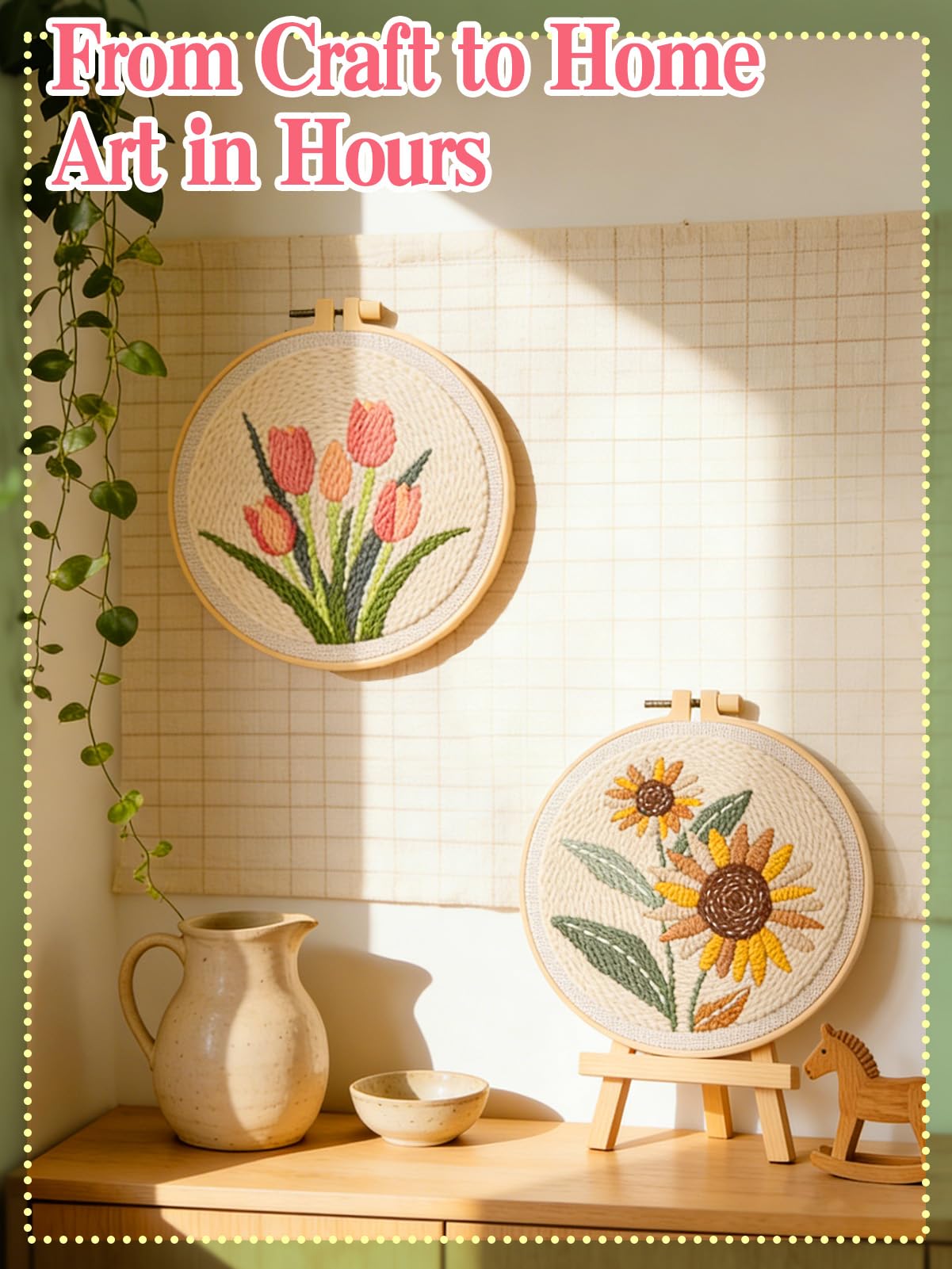 Punch Needle Kit - Beginner Crafting, Floral Designs -6 Punch Needle Kit - Beginner Crafting, Floral Designs -6