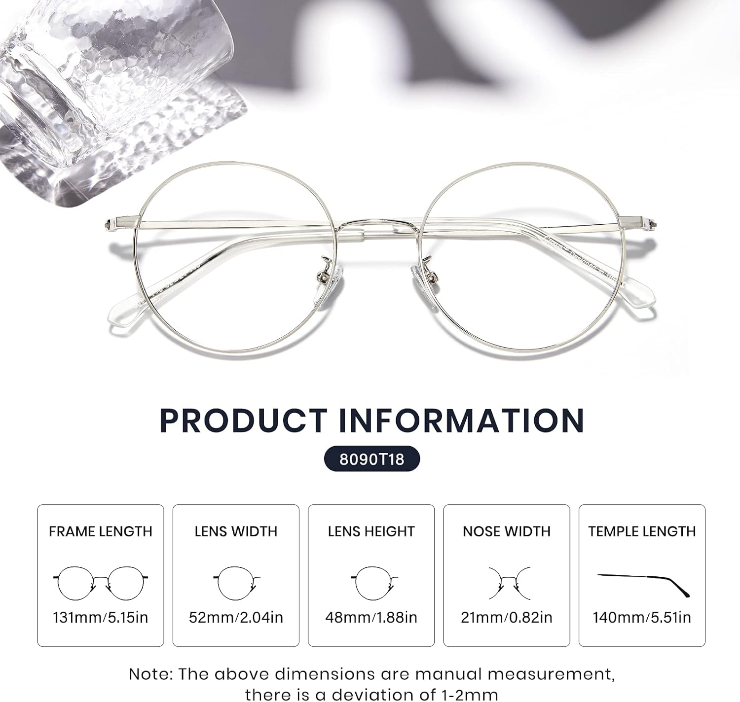 Cyxus Blue Light Glasses for Men and Women, Round Metal Frame Computer Eyeglasses for Office, Gaming, Reading 8090