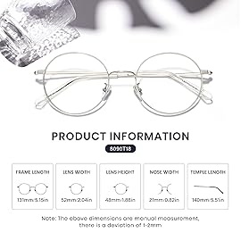 Cyxus Round Blue Light Glasses 2 Pack, Computer Gaming Eyeglasses for Relieve Eye Strain, Gold Black Metal Frame