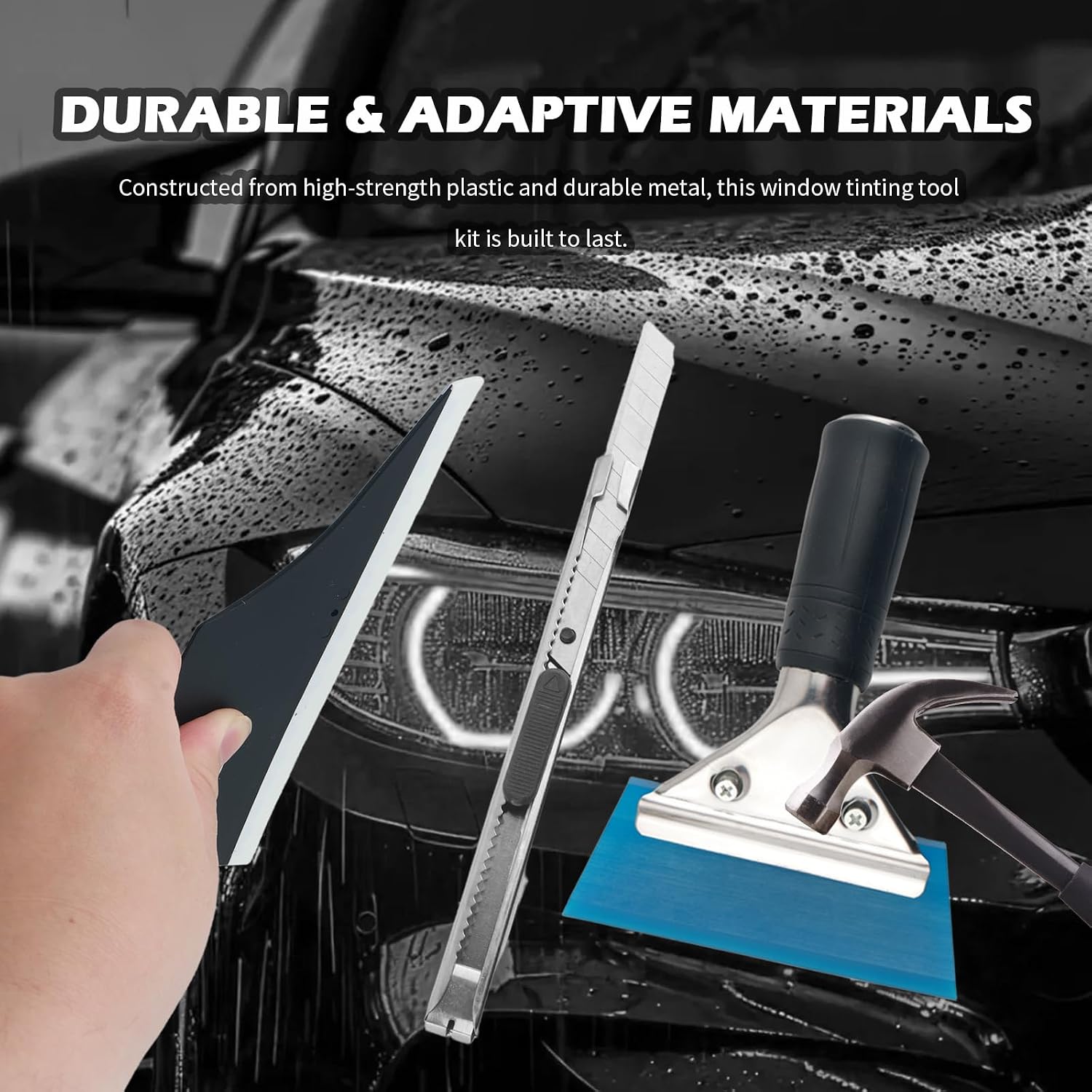 18PCS Car Window Tint Kit,Multi-Purpose Window Tint Car Kit Includes Vinyl Scraper/Felt Squeegee/Cutter with Blade,Professtional Automotive Tools Windows Tints Kits for Cars