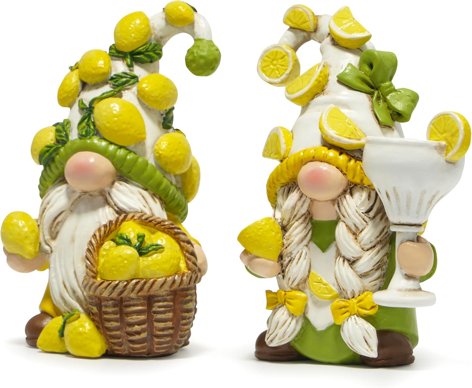 Hodao Lemon Decor Garden Gnomes Set -2PCS Mediterranean Deco Figurines, Lemon Party Decoration for Kitchen, Living Room, Shelf, Home Office Tiered Tray - Cute Gnome Gift - Image 9