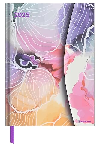 N NEUMANNVERLAGE - Watercolours 2025 Diary, 16x22cm, Taschenkalender mit Magnetverschluss und Lesebändchen, Tasche für Visitenkarte, Jahres- und ... internationales Kalendarium: Magneto Diary
