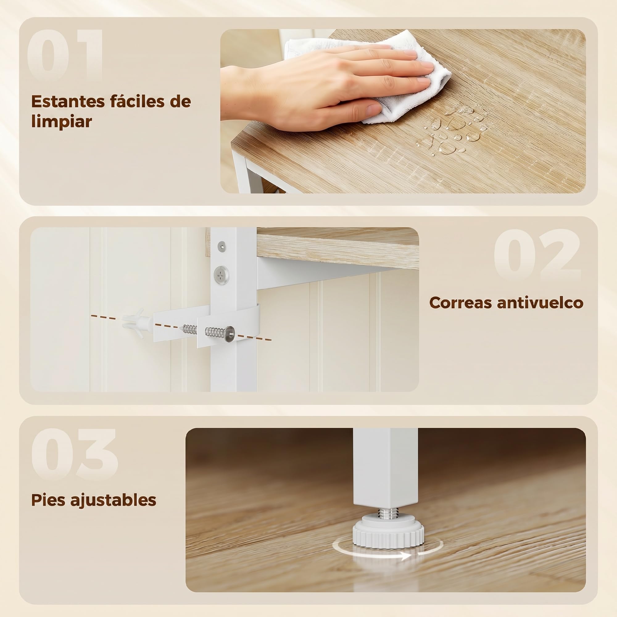 HOMCOM Estantería de Cocina con Enchufes y Puertos USB 80x40x181 cm Roble