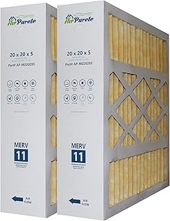 AirPurete Furnace Filters 20x20x5 | Replacement for M2-1056 | Actual size : 20-1/4" x 20-3/4" x 5-1/4" | Genuine MERV 11 | Pack of 2