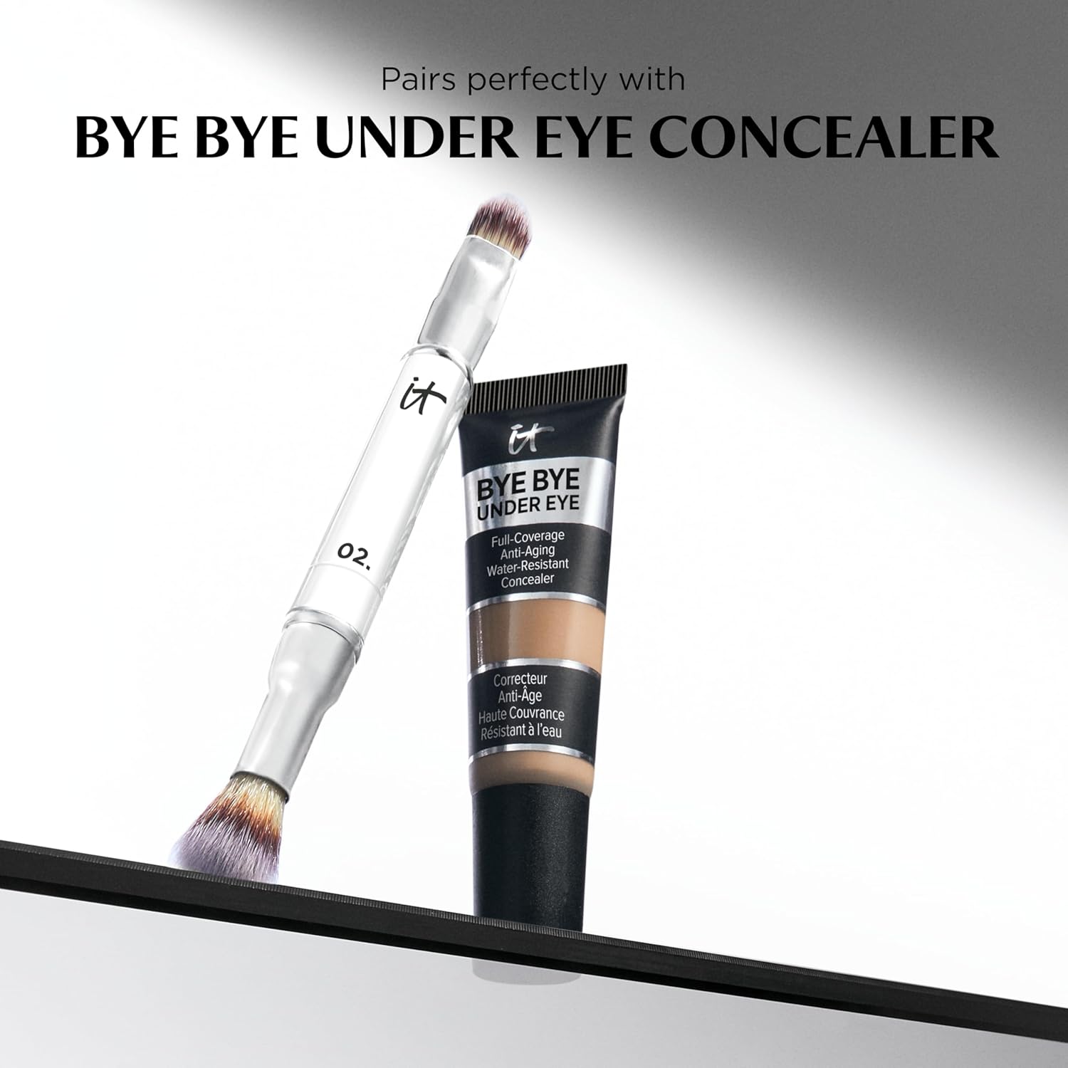 IT Cosmetics Heavenly Luxe Dual Airbrush Concealer Brush #2 - Dual-Ended, 2-in-1 Brush for Liquid & Cream Concealer - Buff Away Imperfections - With Award-Winning Heavenly Luxe Hair Silver