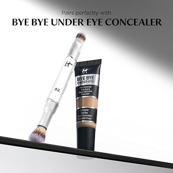 IT Cosmetics Heavenly Luxe Dual Airbrush Concealer Brush #2 - Dual-Ended, 2-in-1 Brush for Liquid & Cream Concealer - Buff Away Imperfections - With Award-Winning Heavenly Luxe Hair Silver