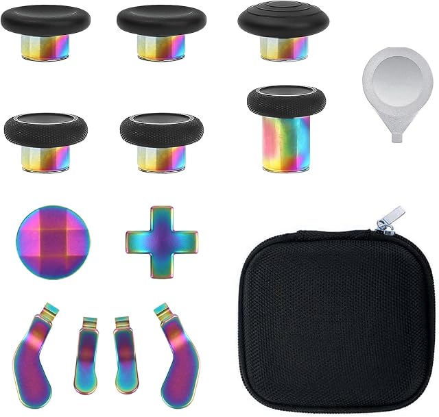 Metalowe pałeczki kciukowe 13 w 1 do kontrolera Xbox Elite Series 2 akcesoria, zestaw wymiennych przycisków magnetycznych zawiera 6 metalowych joysticków, 4 łopatki, 2 podkładki D, 1 narzędzie do