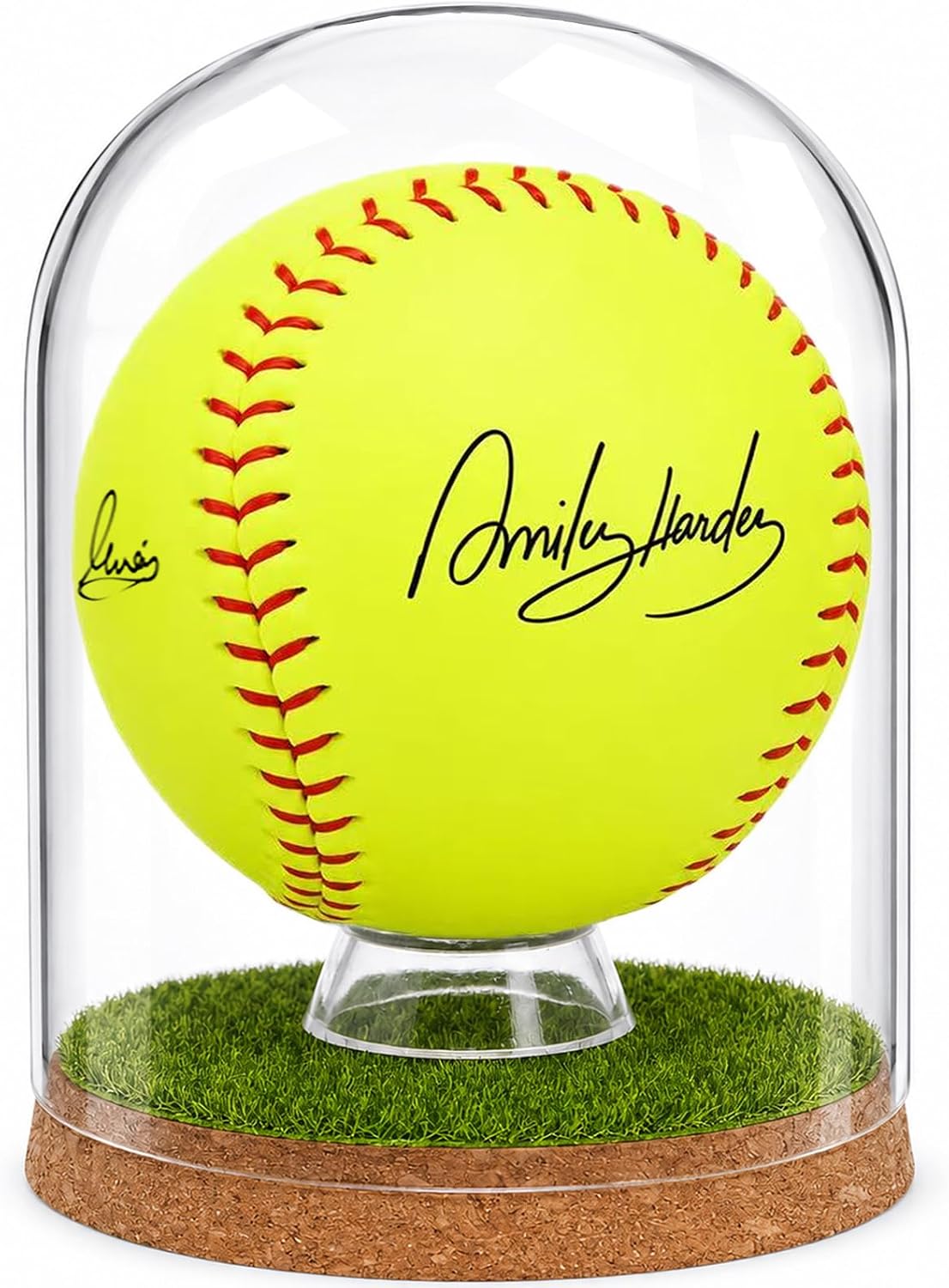 Real Glass Softball Display Case – Dome Softball Display with Cork Base, Sports Memorabilia Holder for Collectible Softball, UV Protection Dustproof Showcase