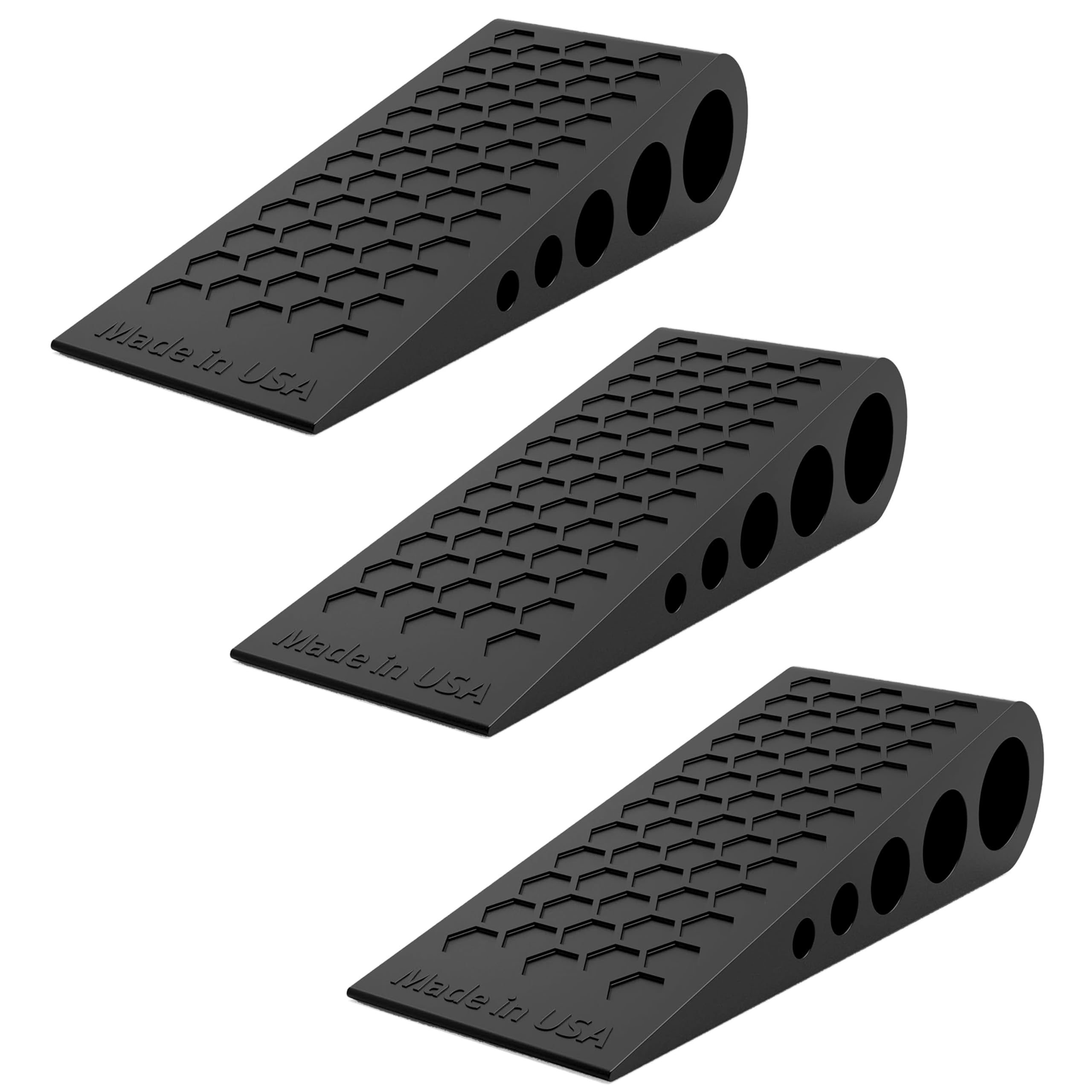 Door Stoppers for Bottom of Door Premium Floor Rubber Door Stop Wedge Made in USA Heavy Duty Honeycomb Design for Carpet, Tile, Ideal for Home, School, Commercial,Black 3 Pack