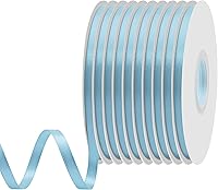 Vista 200 de Cinta de satén rosa polvoriento de doble cara, 3/8 pulgadas x 50 yardas, cintas de poliéster rosa polvoriento para envolver regalos, cinta de tela