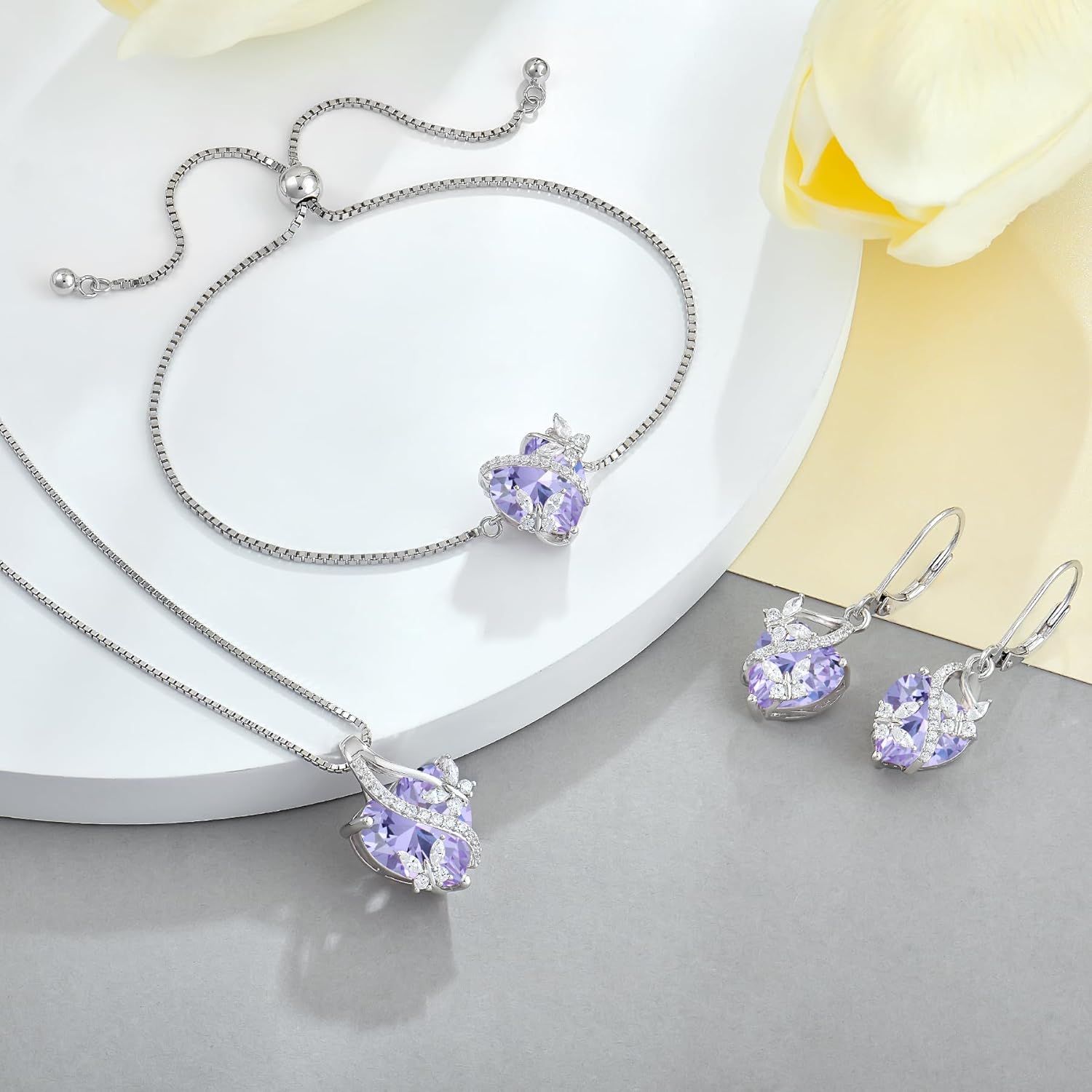 Butterfly Bracelet for Women Sterling Silver Heart Jewelry Birthstone Charm Link Bracelet - Image 5