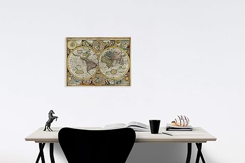 Miniatura 3 de Mapa histórico un mapa nuevo y preciso del mundo, 1651, John Speed, v2, arte de pared vintage 36 x 27 pulgadas