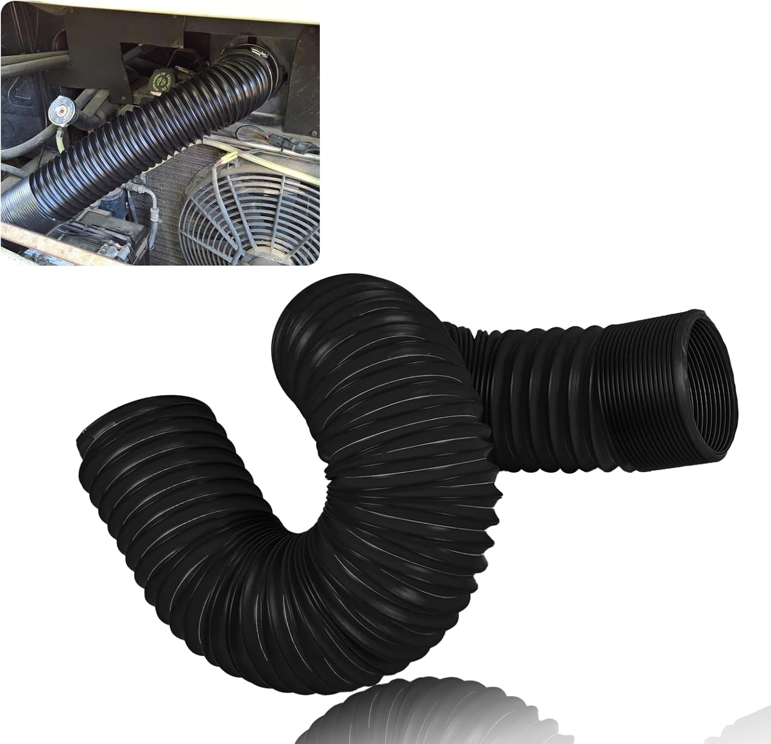 Car Air Intake Hose, ID 76mm/3 Inch Automotive Feed Pipe Replacement, Flexible Car Cold Air Duct Hose, Length Retractable to 39.4 Inch, Adjustable Vehicle Duct Hoses Tube Pipe (Black)