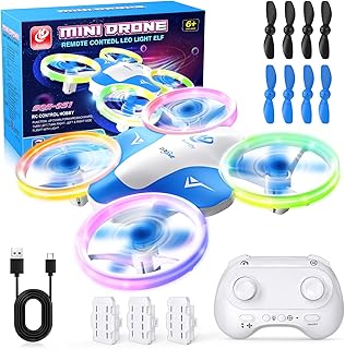 Korffe Mini drone pour enfants de 6 7 8 9 et 10 ans et plus, jouet avion télécommandé pour enfants et débutants avec lumières LED, idéal pour l'intérieur et l'extérieur, idéal pour garçons et filles