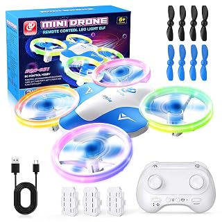 Korffe Mini drone pour enfants de 6 7 8 9 et 10 ans et plus, jouet avion télécommandé pour enfants et débutants avec lumières LED, idéal pour l'intérieur et l'extérieur, idéal pour garçons et filles - Amazon product rated Grade A