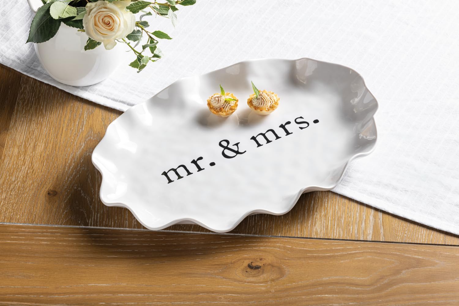 Mud Pie White Melamine Mr. & Mrs. Platter