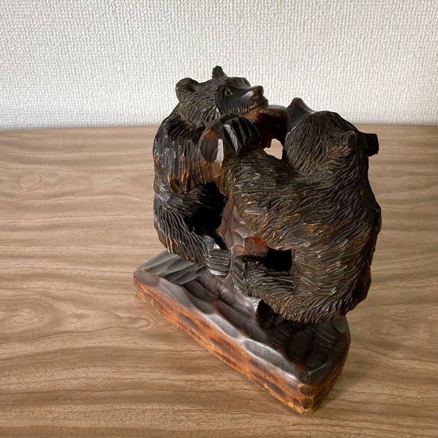 【希少】 木彫り熊　大小２点セット 北海道 民芸品 昭和レトロ 親子熊 匿名配送 希少】 木彫り熊 大小2点セット 北海道 民芸品 昭和レトロ 親子