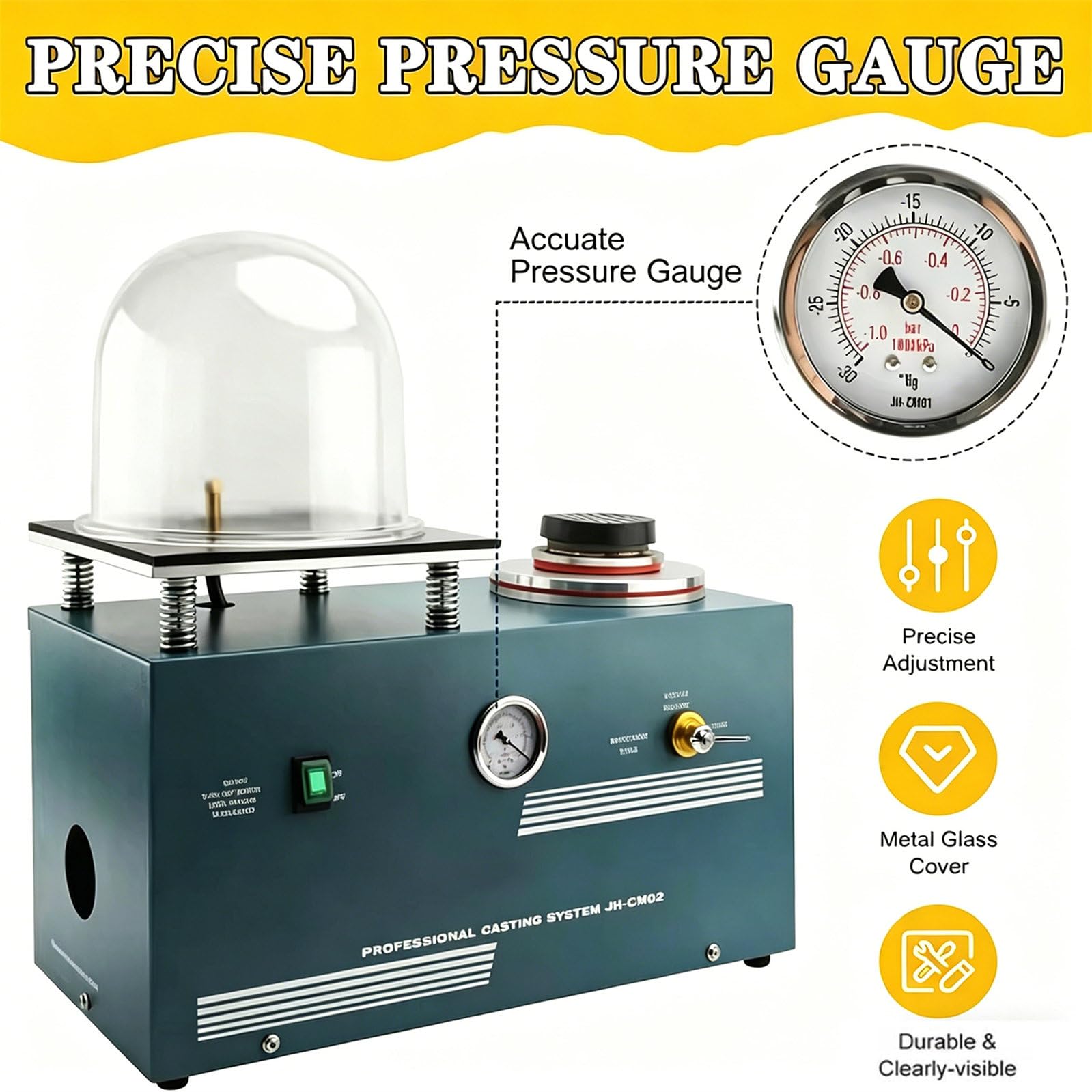 Máquina de fundición al vacío, Horno de fusión de Oro con Pantalla Digital de 2 litros y Tapa de vacío, máquina de Soldadura de joyería para el procesamiento de moldes.