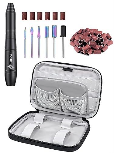 Subay Lima eléctrica de uñas para uñas de gel acrílico con soporte para brocas de uñas para kit de taladro de uñas Efile, color negro