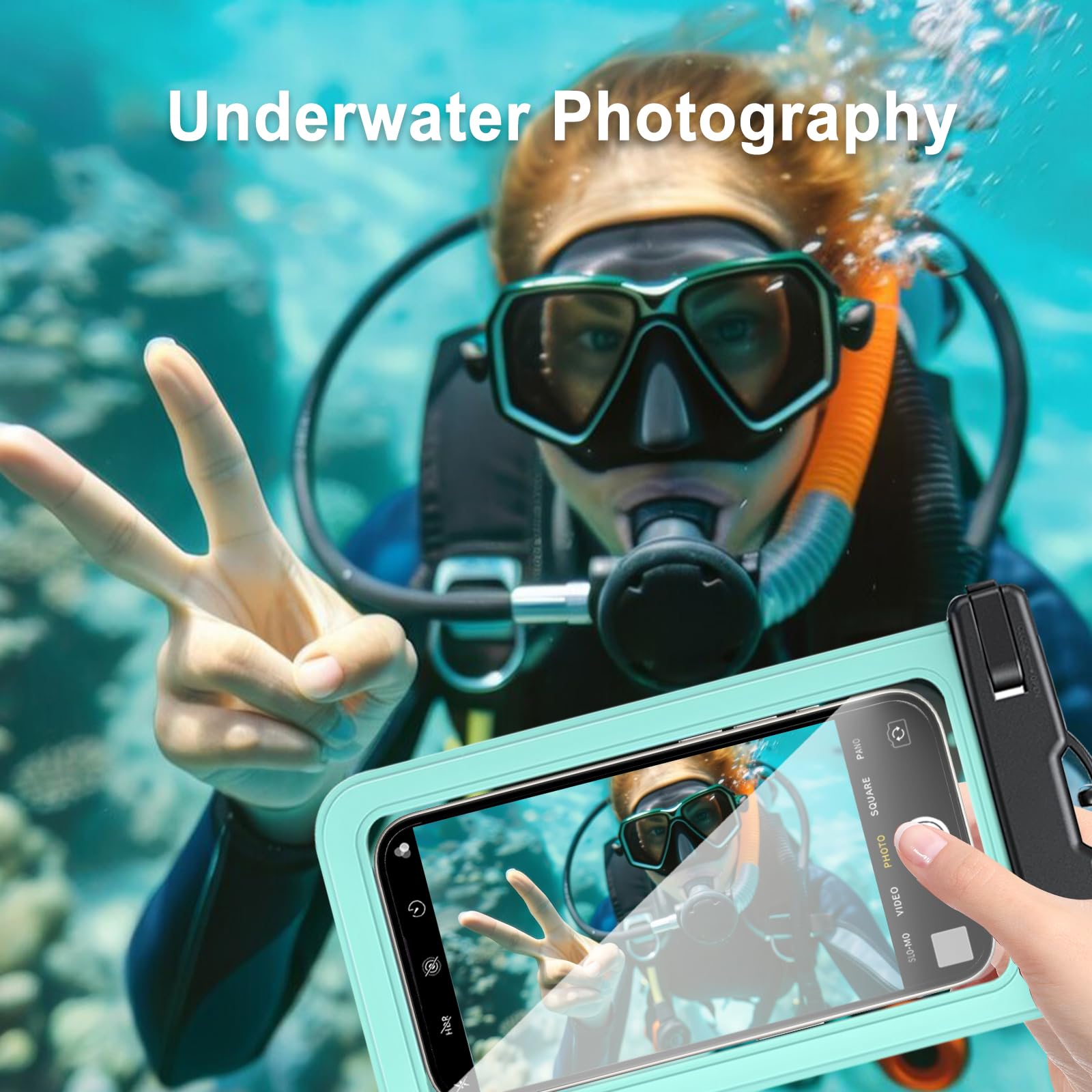 Funda impermeable para teléfono, funda impermeable para teléfono con cordón ajustable, artículos esenciales para deportes acuáticos de playa, IPX8, bolsas secas universales a prueba de agua para