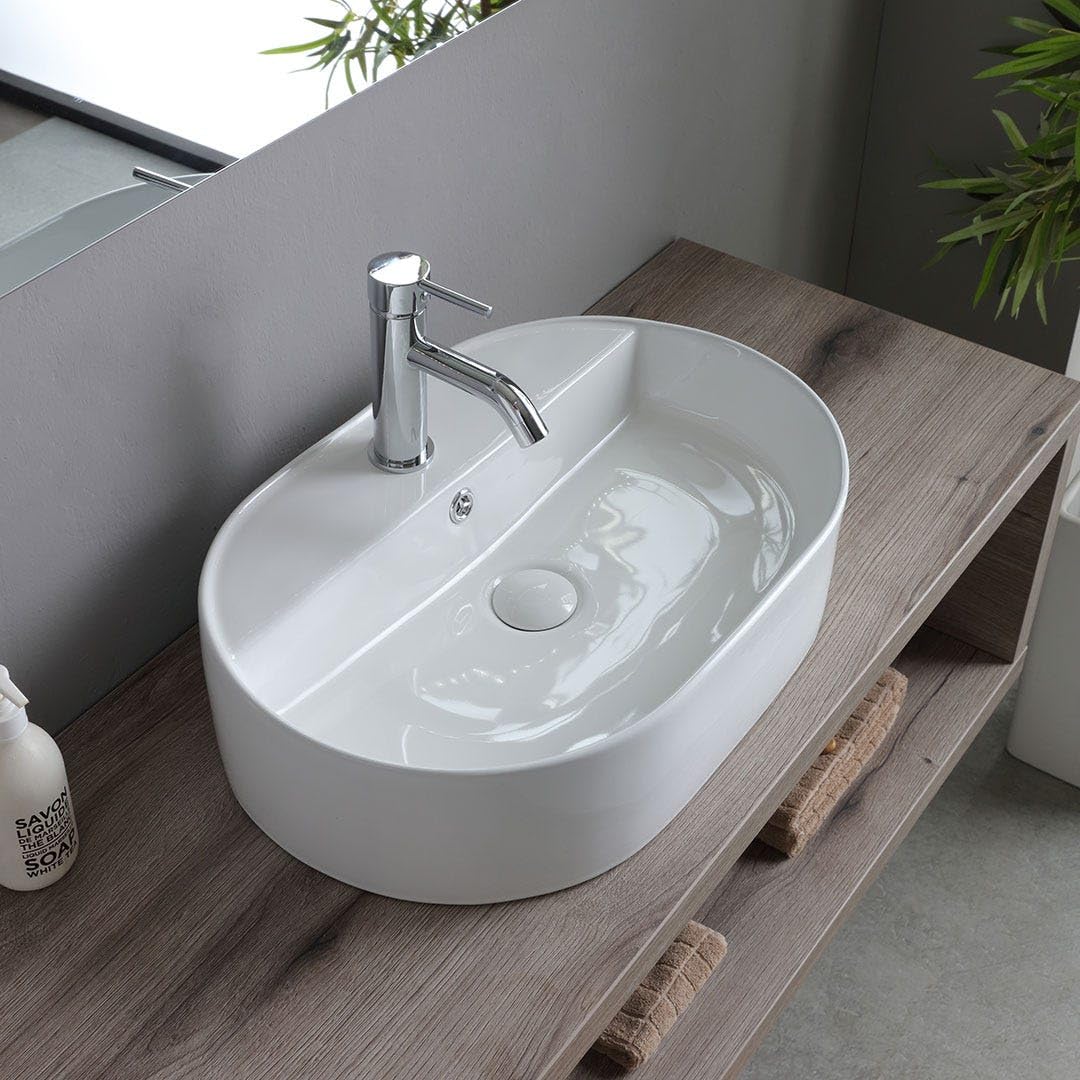 Kiamami Valentina - Mueble de baño suspendido 120cm Roble fósil con Lavabo Ovalado Blanco | Kyoto