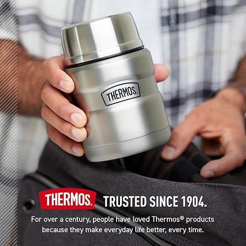 Miniatura 139 de THERMOS Stainless King Tarro de alimentos aislado al vacío con cuchara, 16 onzas, verde militar